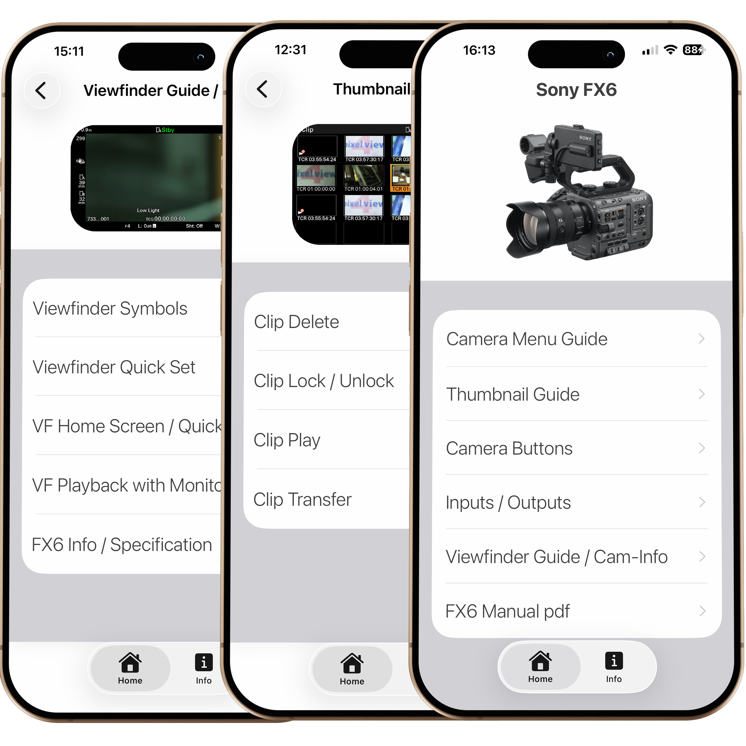 Pixel4View Camera App mit drei Kamerascreens